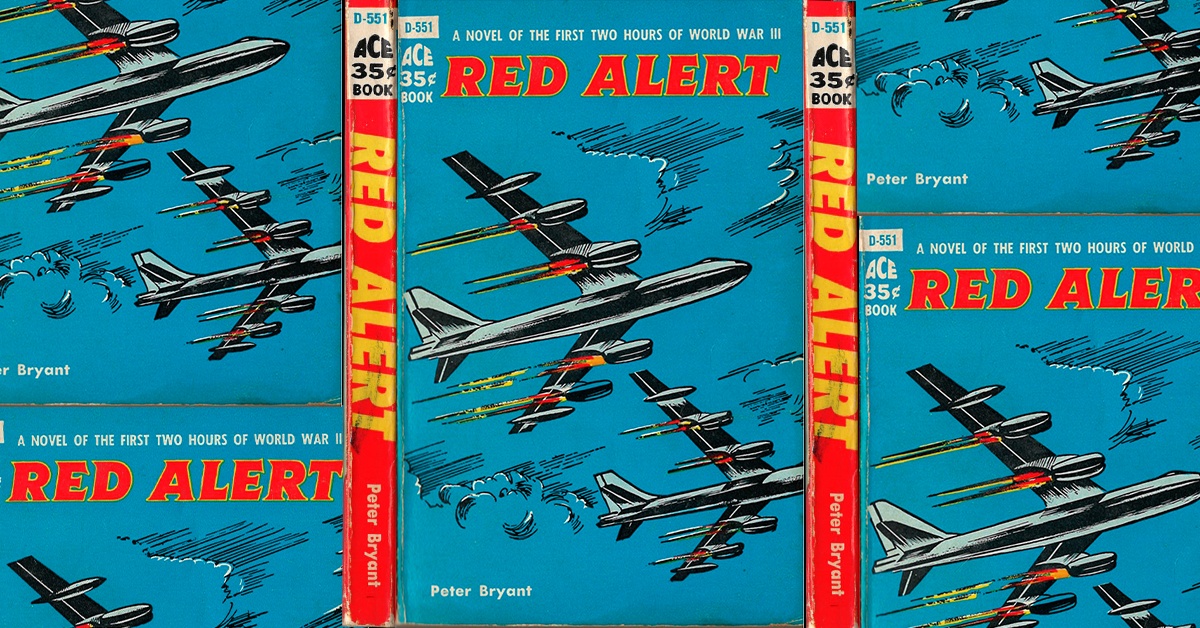 Featured Image for Episode 009: collage of the front cover and spine of the 1958 Ace paperback edition of Red Alert by Peter Bryant