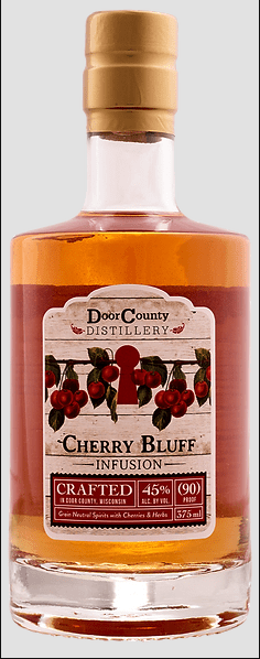 Image of a 750ml bottle of Door County Distillery Cherry Bluff Infusion bitters. 