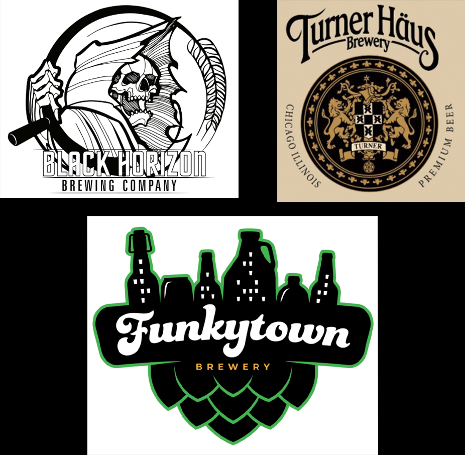 Collage of company logos fro Black Horizon Brewing, Turner Haus Brewery, and Funkytown brewery