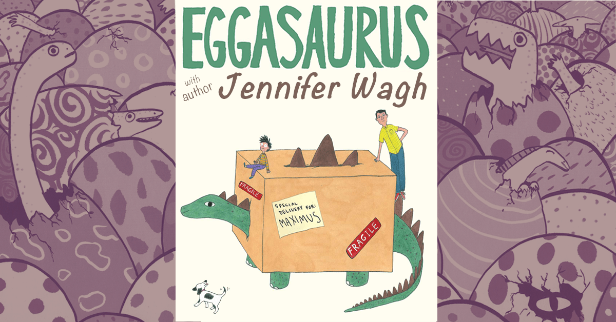 cover image for Eggasaurus, a picture book written by Jennifer Wag, illustrated by Hallie Bateman