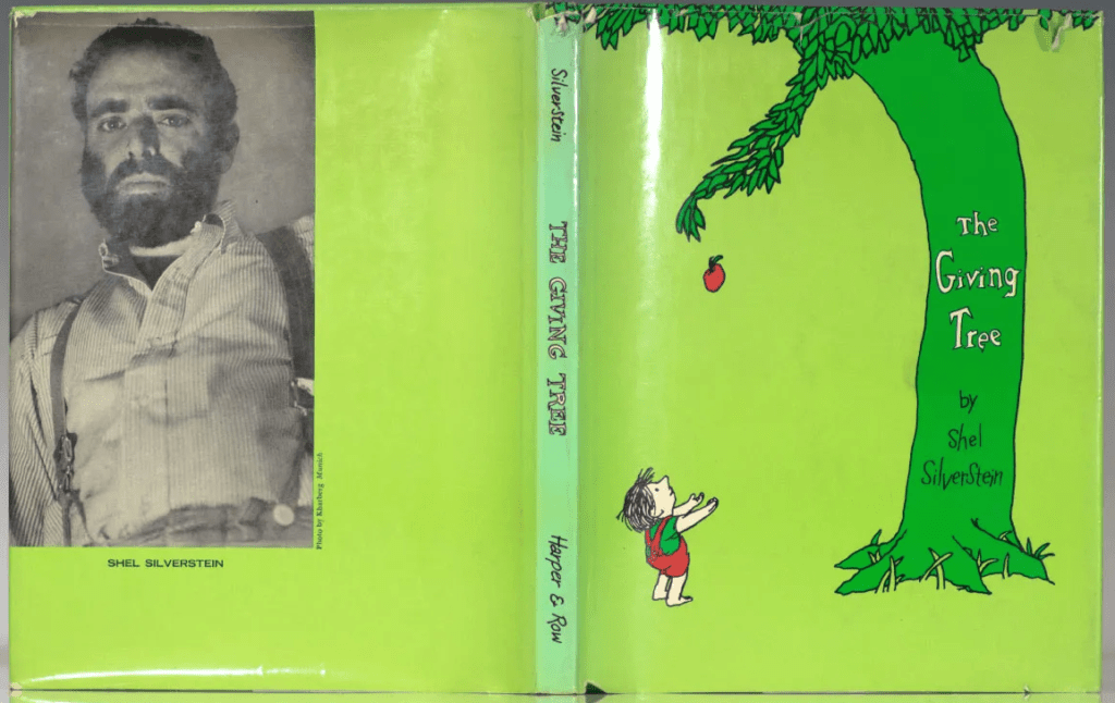 Photo of dust jacket for the 1964 edition of The Giving Tree (Harper & Row)