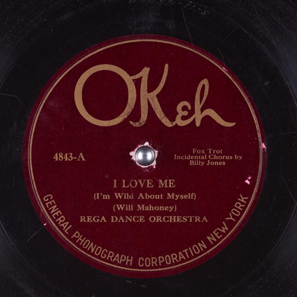 Label for OKeh Records "I Love Me" (1923-24)